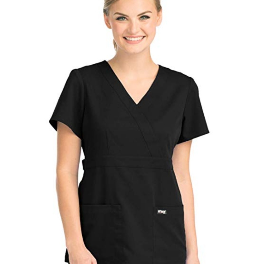 Grey's Anatomy Black Women's V-Neck Scrub Top - Picture 6 of 6